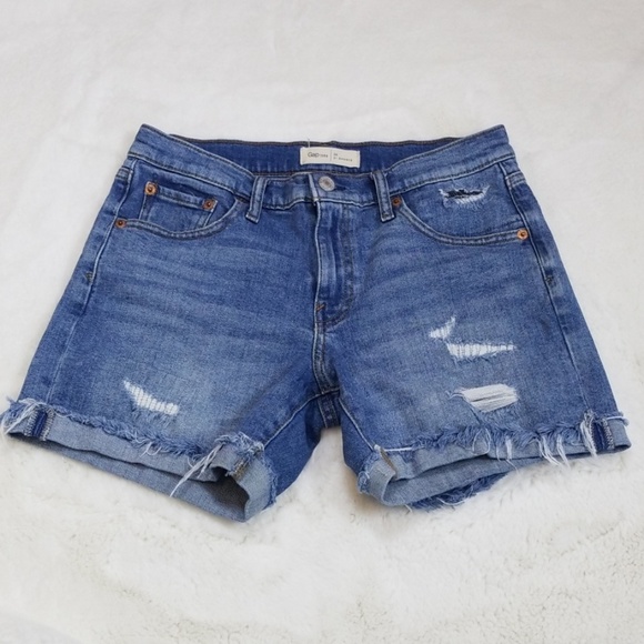 GAP Pants - GAP 1969 distressed roll up cuff denim jean shorts